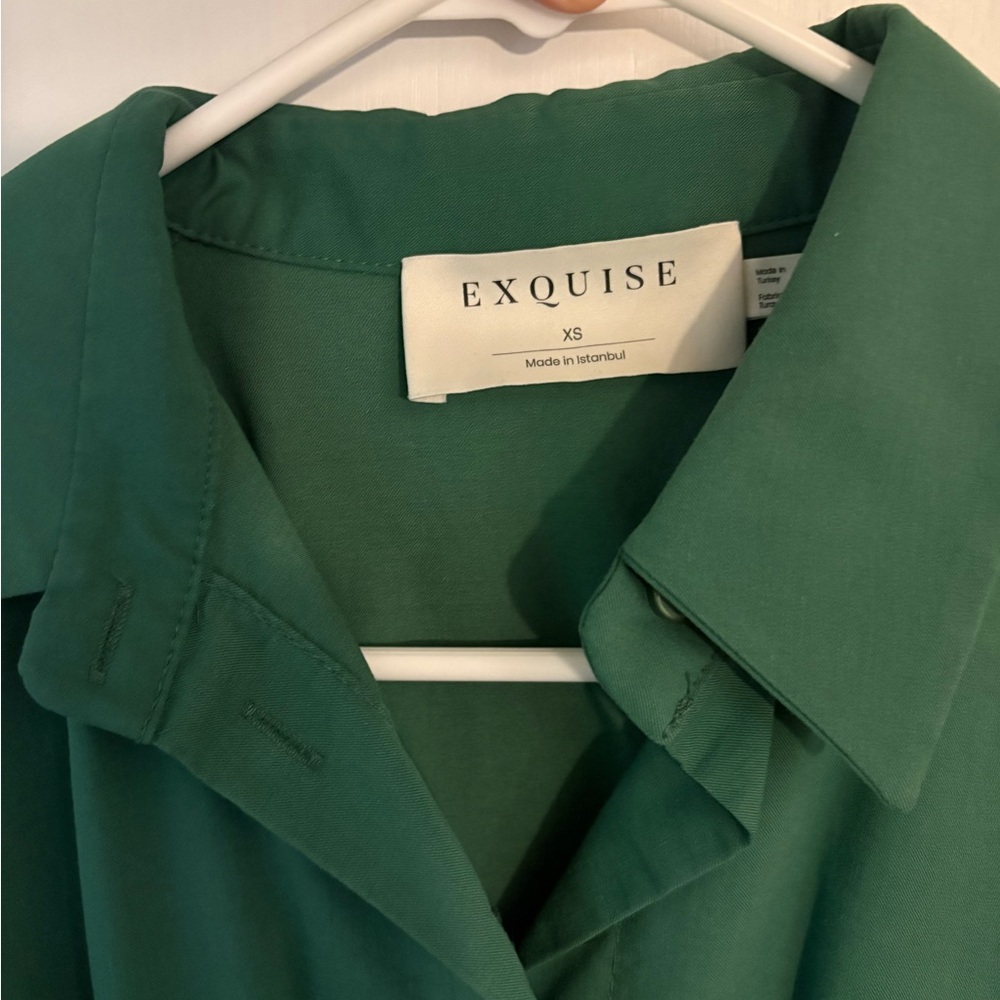 Anthropologie Tobie Forest Green Button-Front Dress - Picture 3 of 5